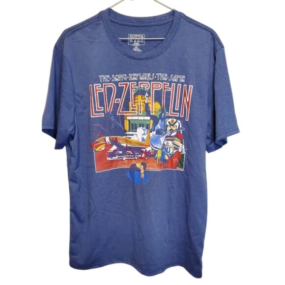 Led Zeppelin blue short sleeve crewneck tee size M - Picture 2 of 4